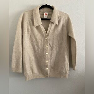 Vintage St Michael Wool Cardigan UK Lambs Wool Beige